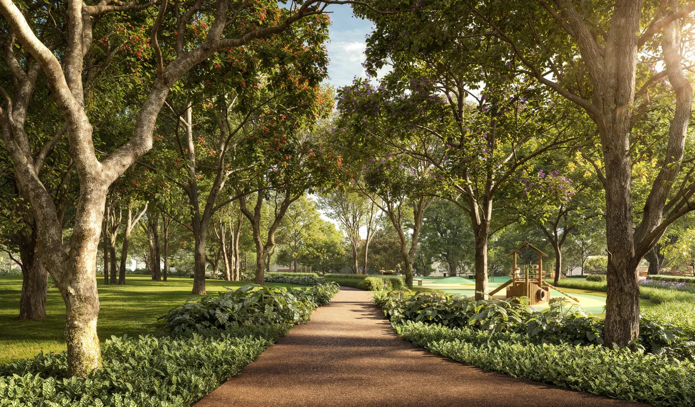 Alameda arborizada — Jardim da Hípica Residences