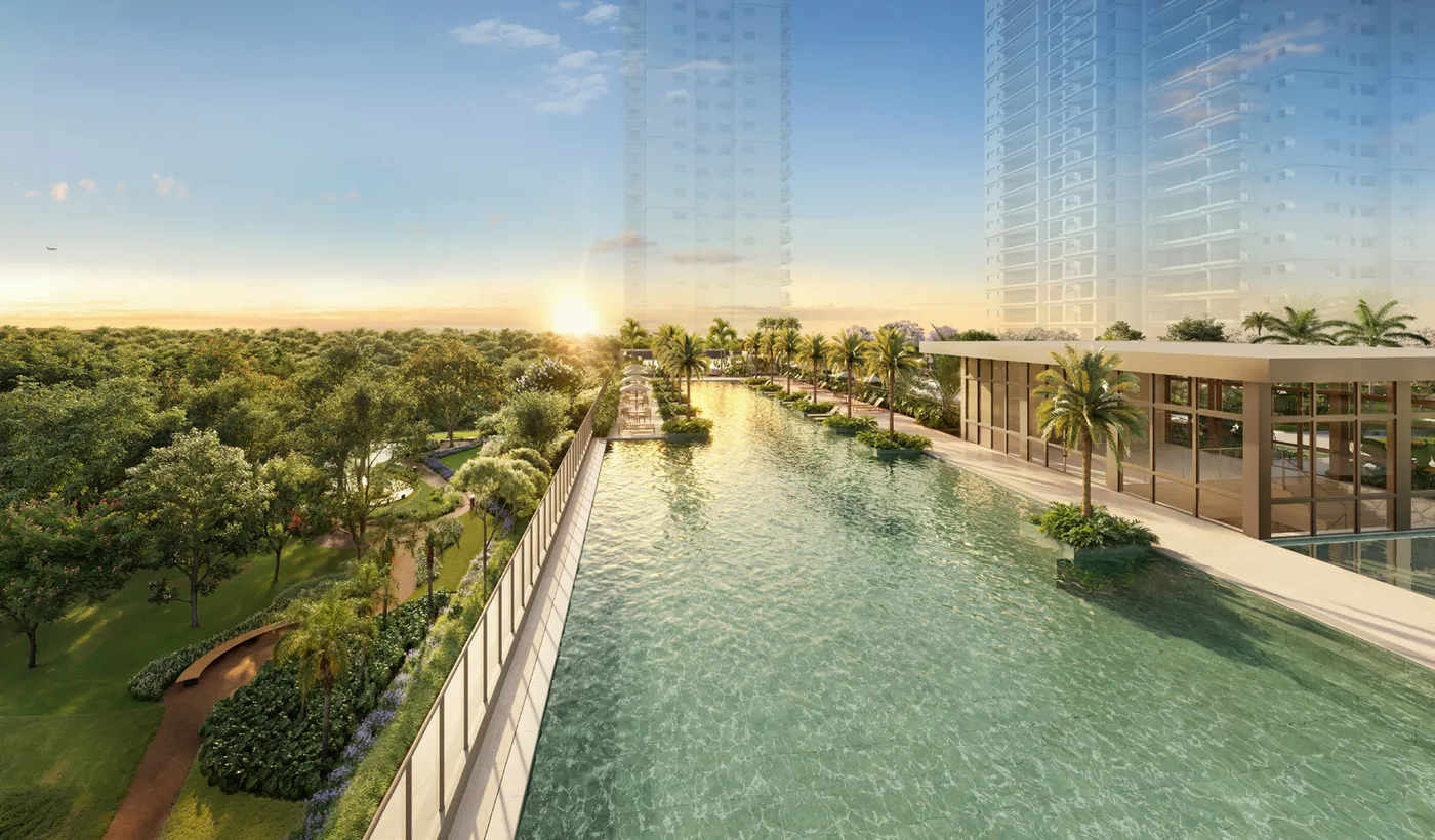 Piscina com raia de 60 m — Jardim da Hípica Residences
